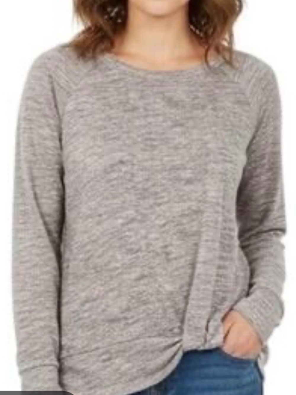 Juicy Couture Sweater Women's Size Large Lightweight Heather Gray Knot Front